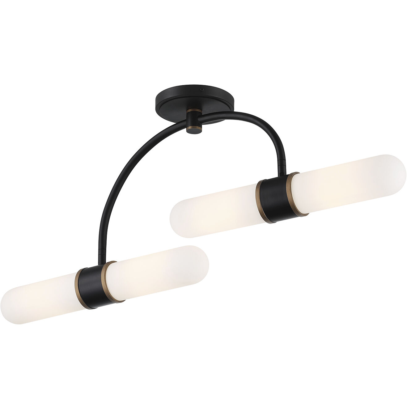 Capsule 4 Light 34.25 inch Matte Black and Textured Gold Semi Flush Ceiling Light