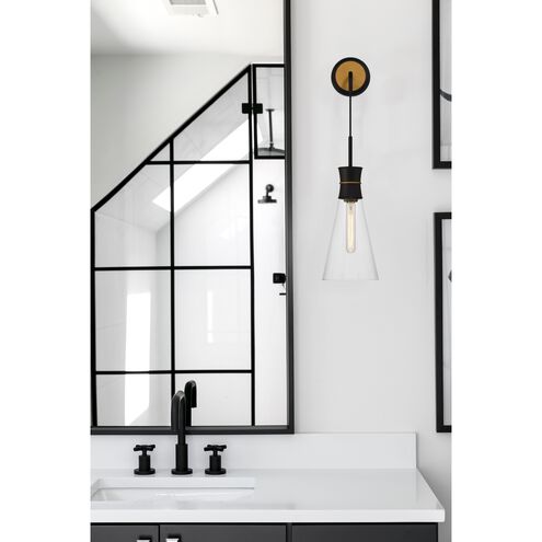 Quinn 1 Light 7 inch Matte Black and Textured Gold Sconce Wall Light