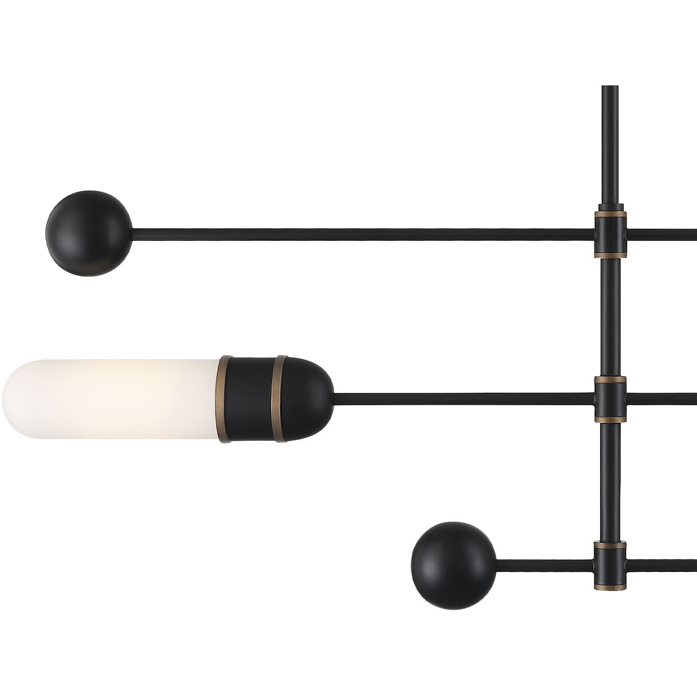 Capsule 3 Light 47.75 inch Matte Black and Textured Gold Chandelier Ceiling Light