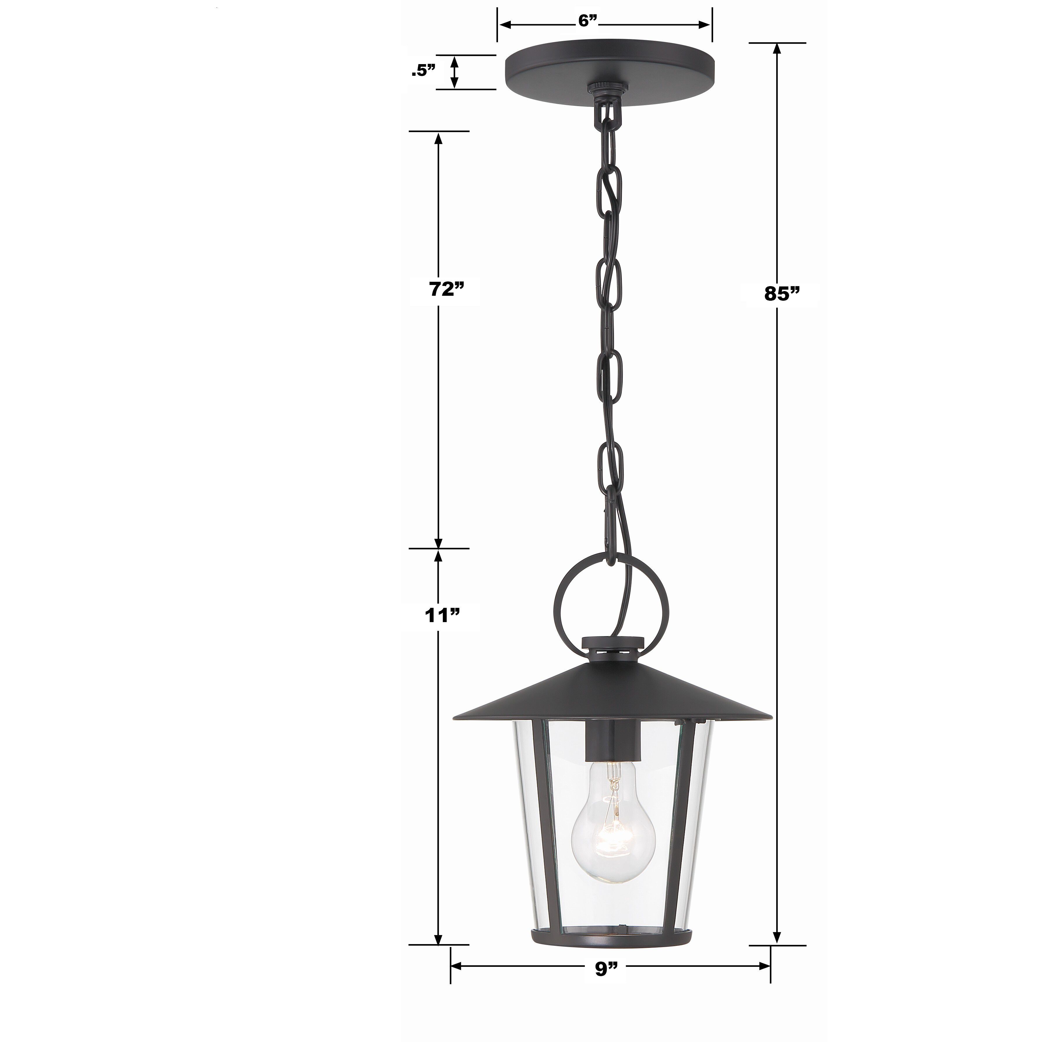 Andover 1 Light 9 inch Matte Black Pendant Ceiling Light in Clear
