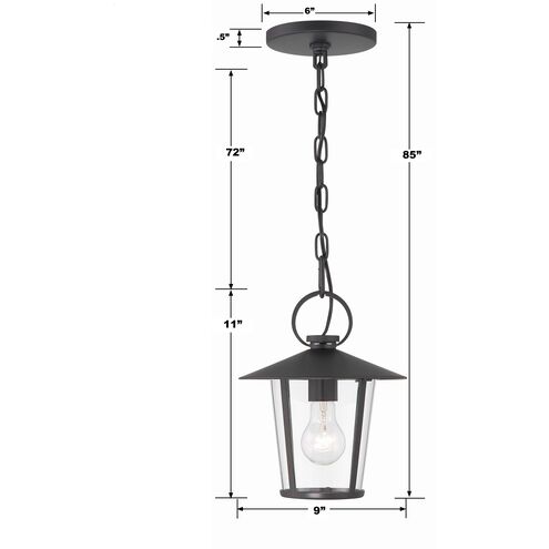 Andover 1 Light 9 inch Matte Black Pendant Ceiling Light in Clear
