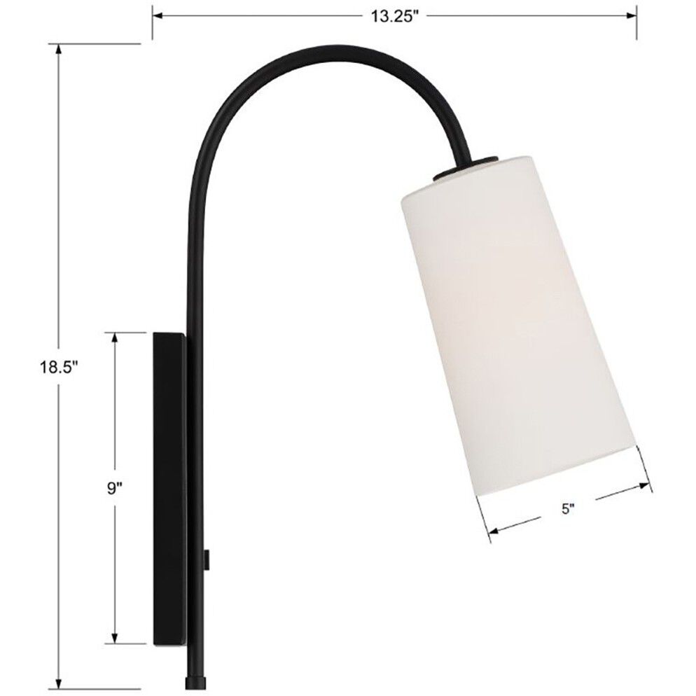 Alexa 13.25 inch 100.00 watt Matte Black Task Sconce Wall Light