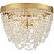 Fiona 3 Light 13.75 inch Antique Gold Flush Ceiling Light in Clear Glass Beads