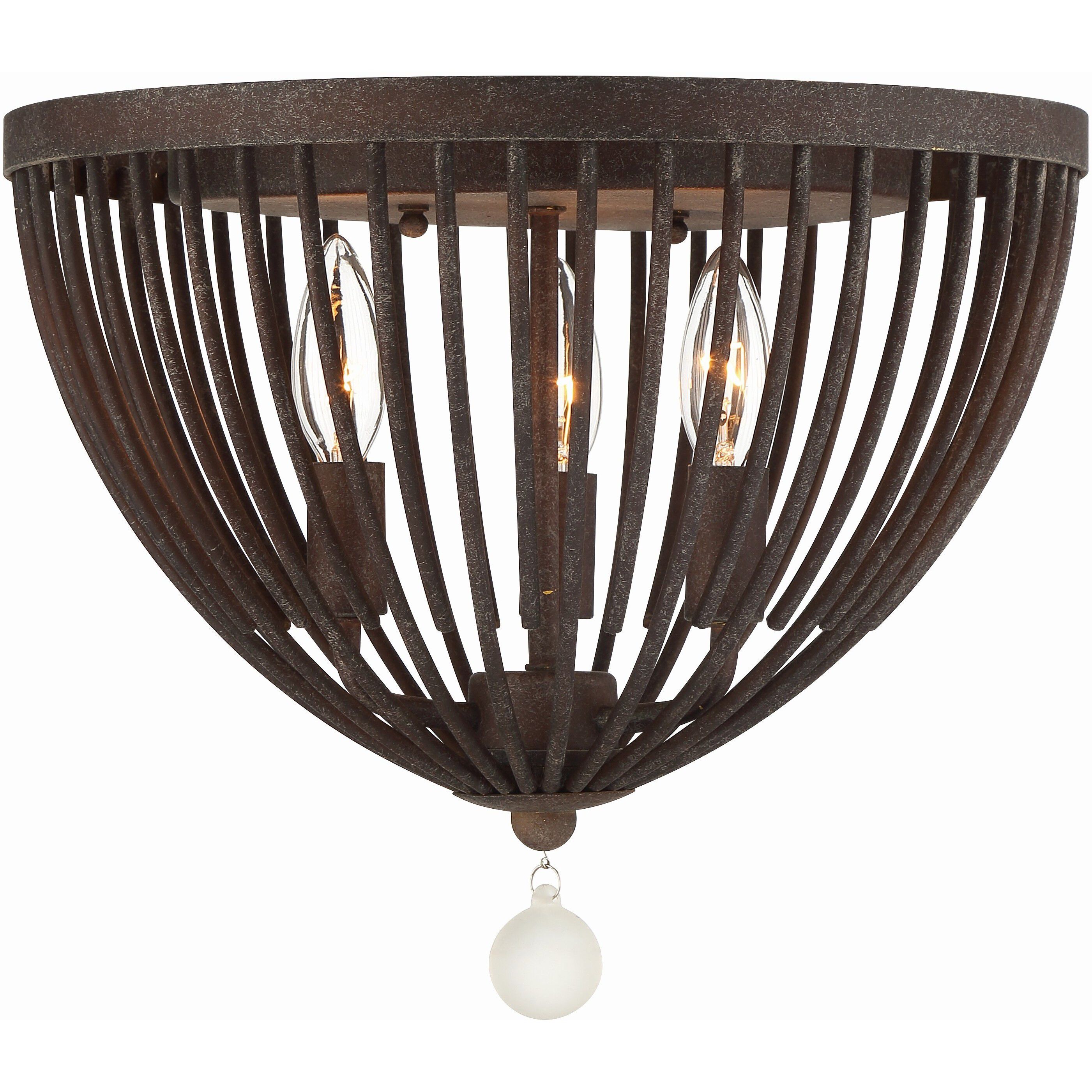 Duval 3 Light 14 inch Forged Bronze Flush Ceiling Light