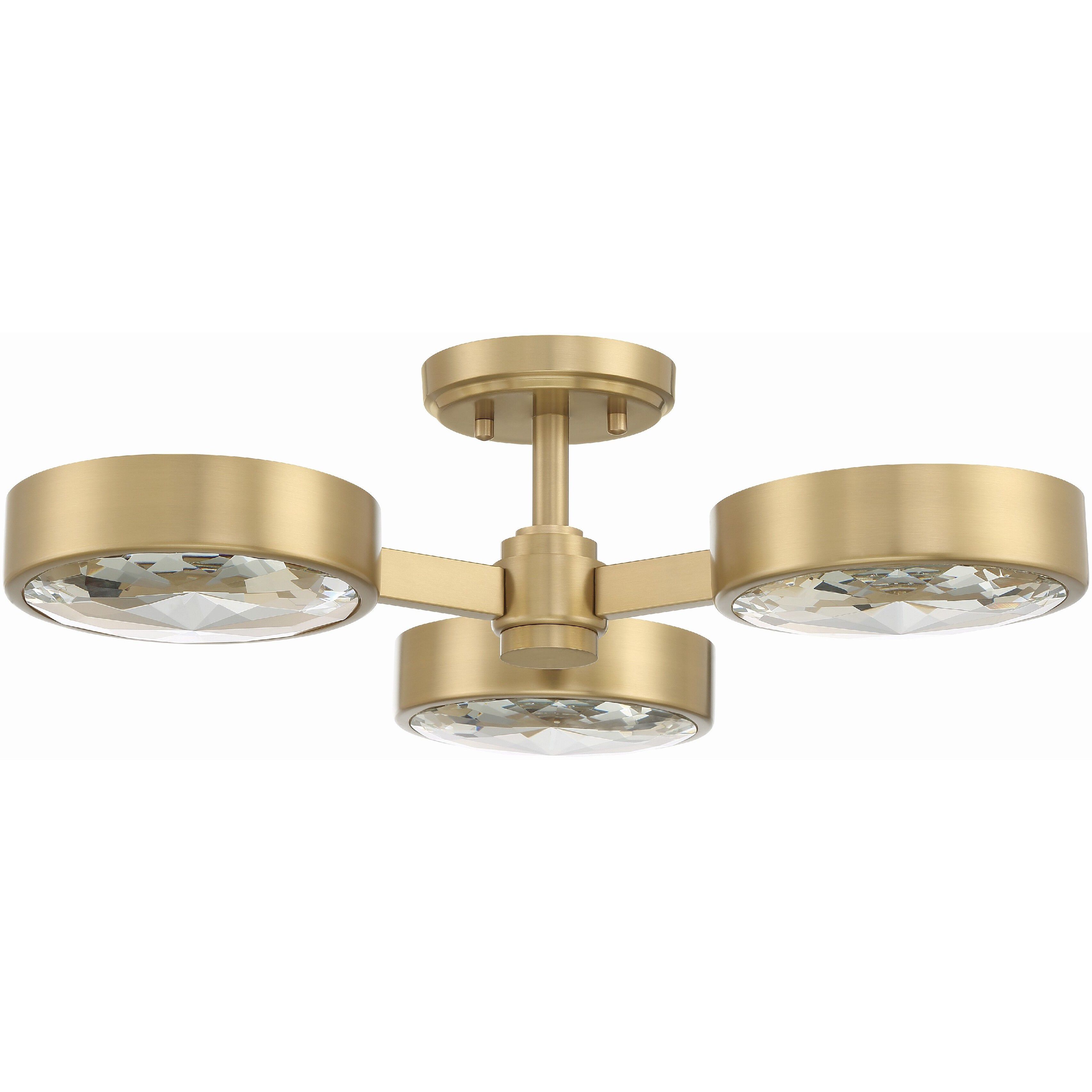 Orson 3 Light 22.5 inch Modern Gold Semi Flush Ceiling Light