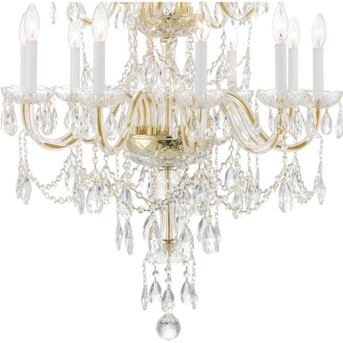 Traditional Crystal 15 Light 32 inch Polished Brass Chandelier Ceiling Light