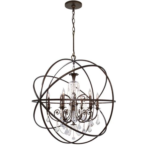 Solaris 6 Light 40 inch English Bronze Chandelier Ceiling Light in Clear Spectra