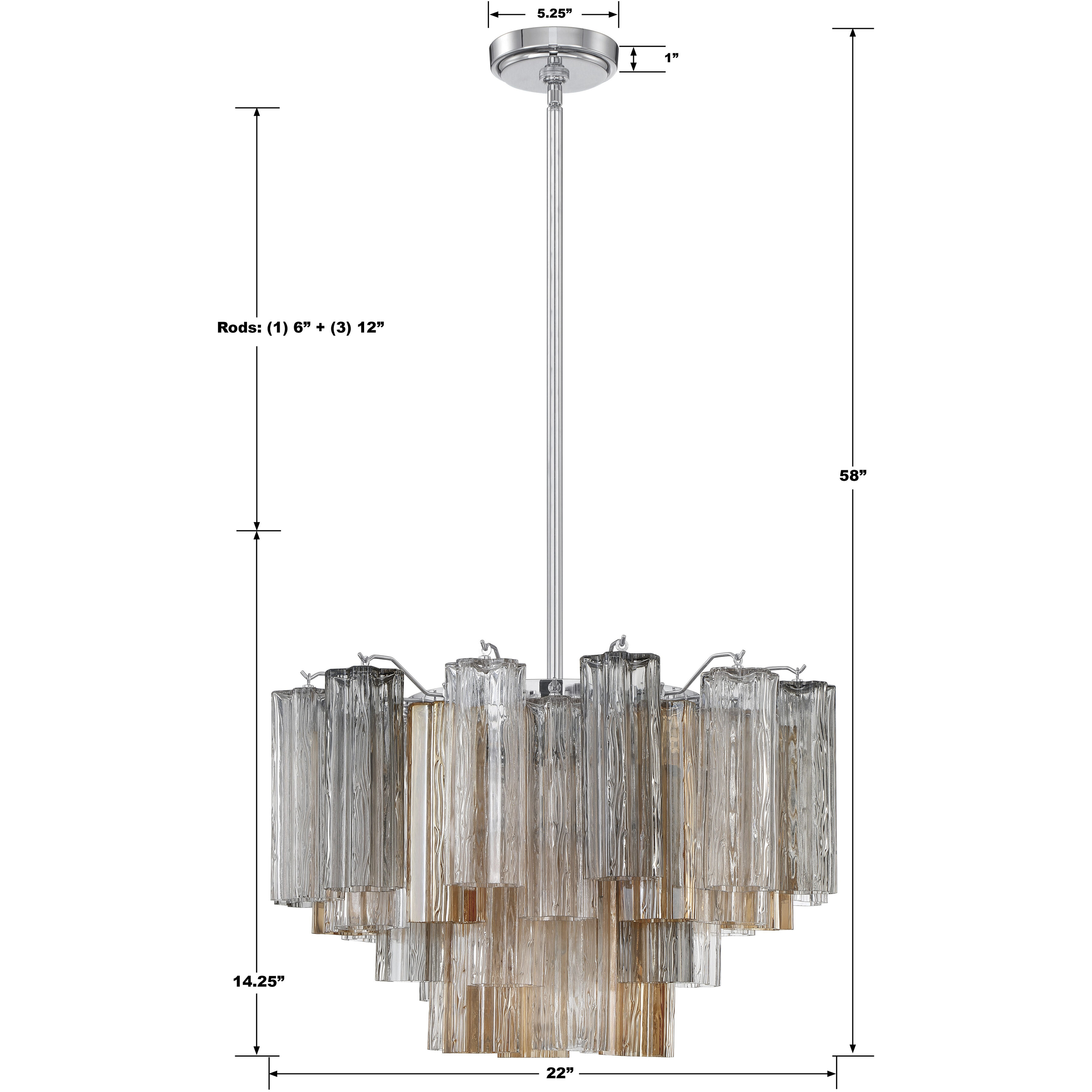 Addis 9 Light 22 inch Polished Chrome Chandelier Ceiling Light in Tronchi Glass Autumn