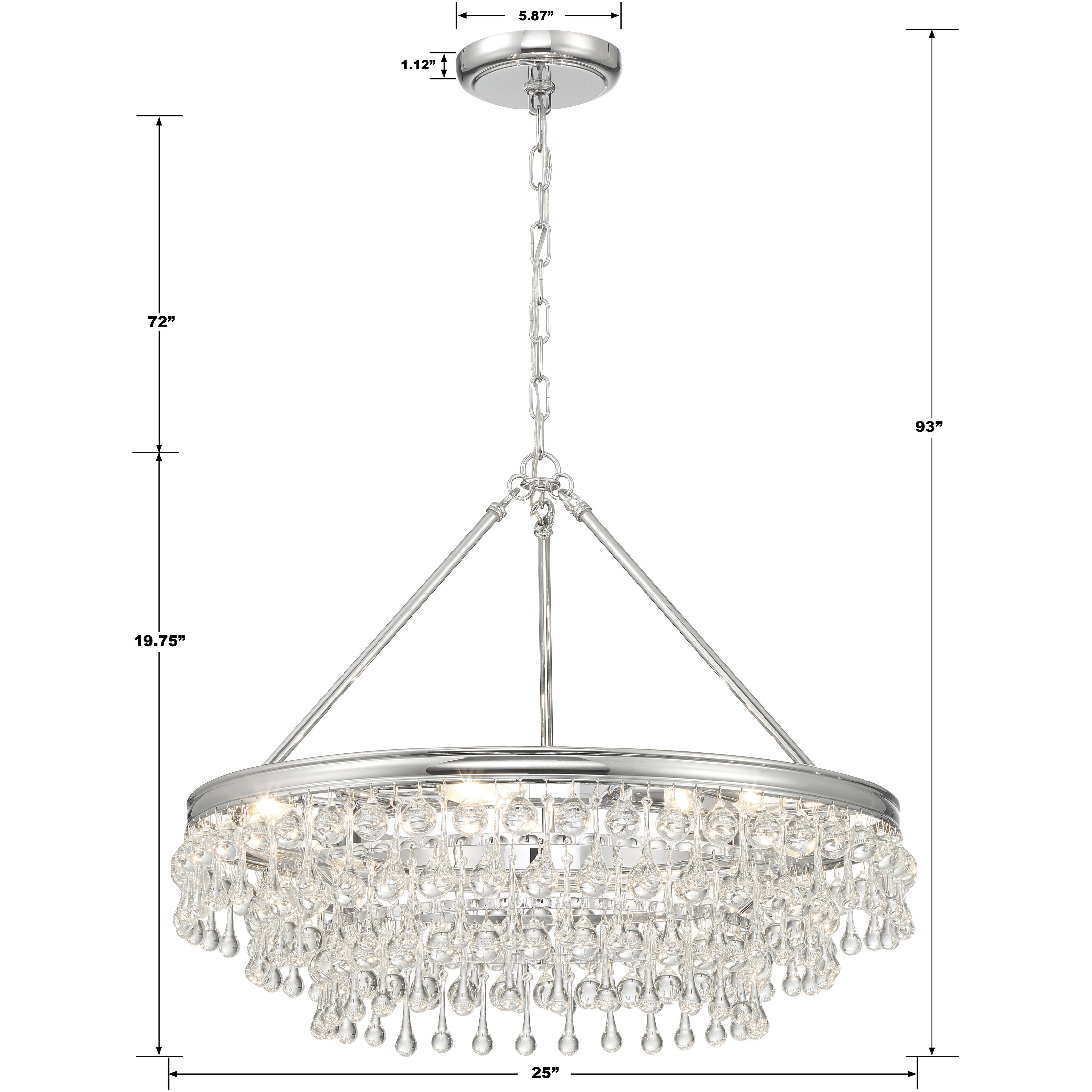 Calypso 6 Light 25 inch Polished Chrome Chandelier Ceiling Light