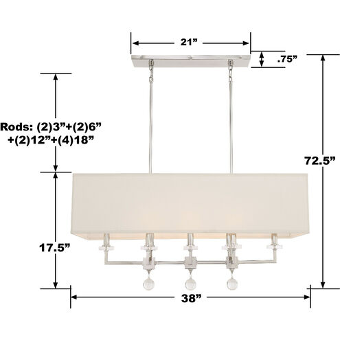 Paxton 8 Light 38 inch Polished Nickel Chandelier Ceiling Light