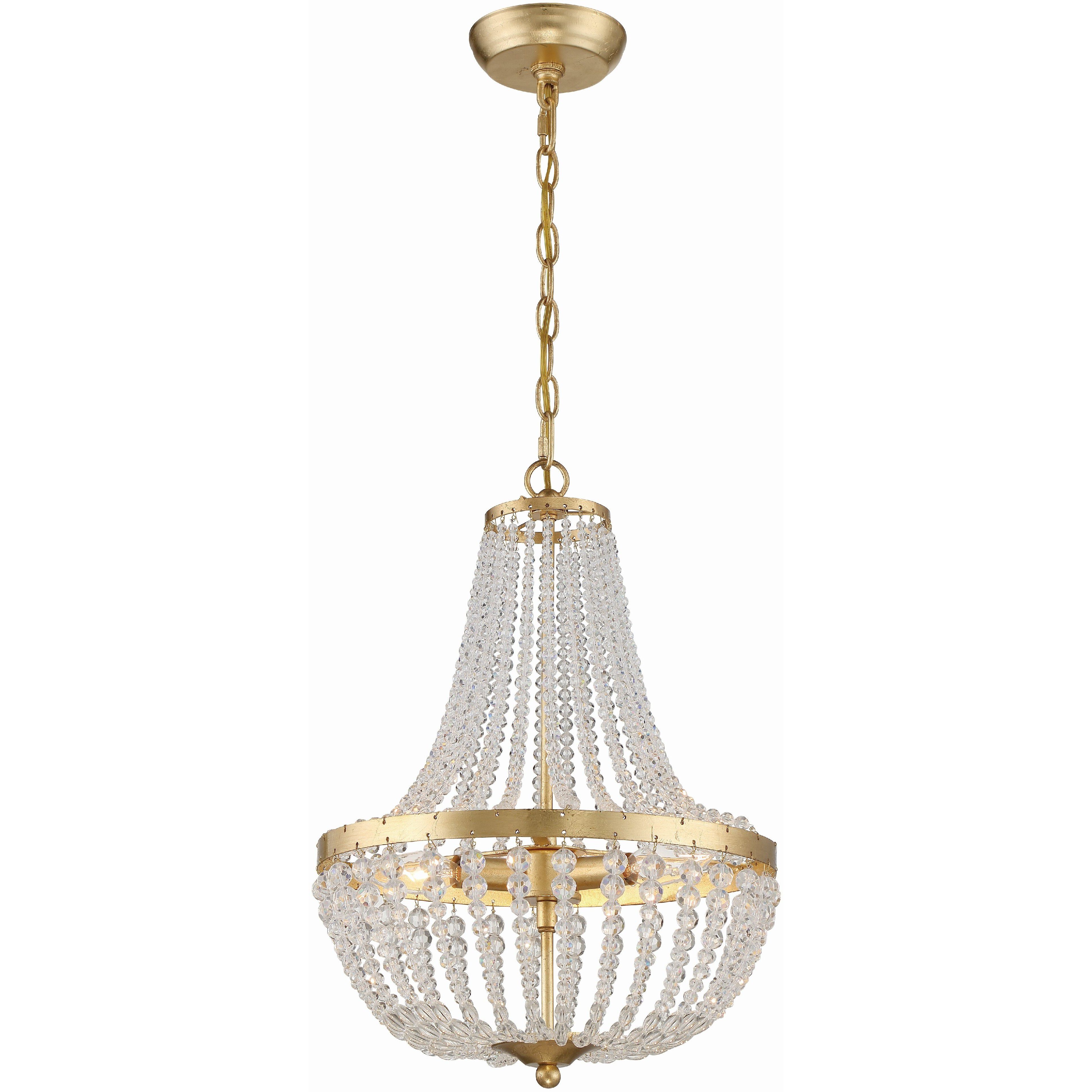Rylee 3 Light 14 inch Antique Gold Mini Chandelier Ceiling Light
