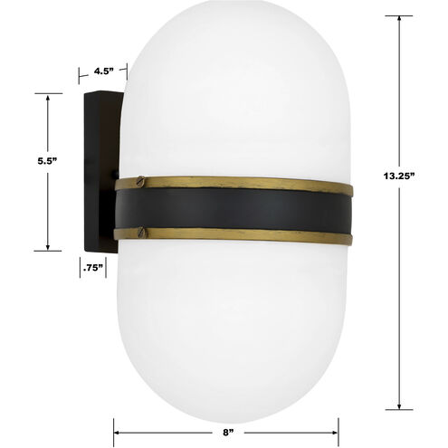 Capsule 2 Light 13.25 inch Matte Black and Textured Gold Outdoor Sconce