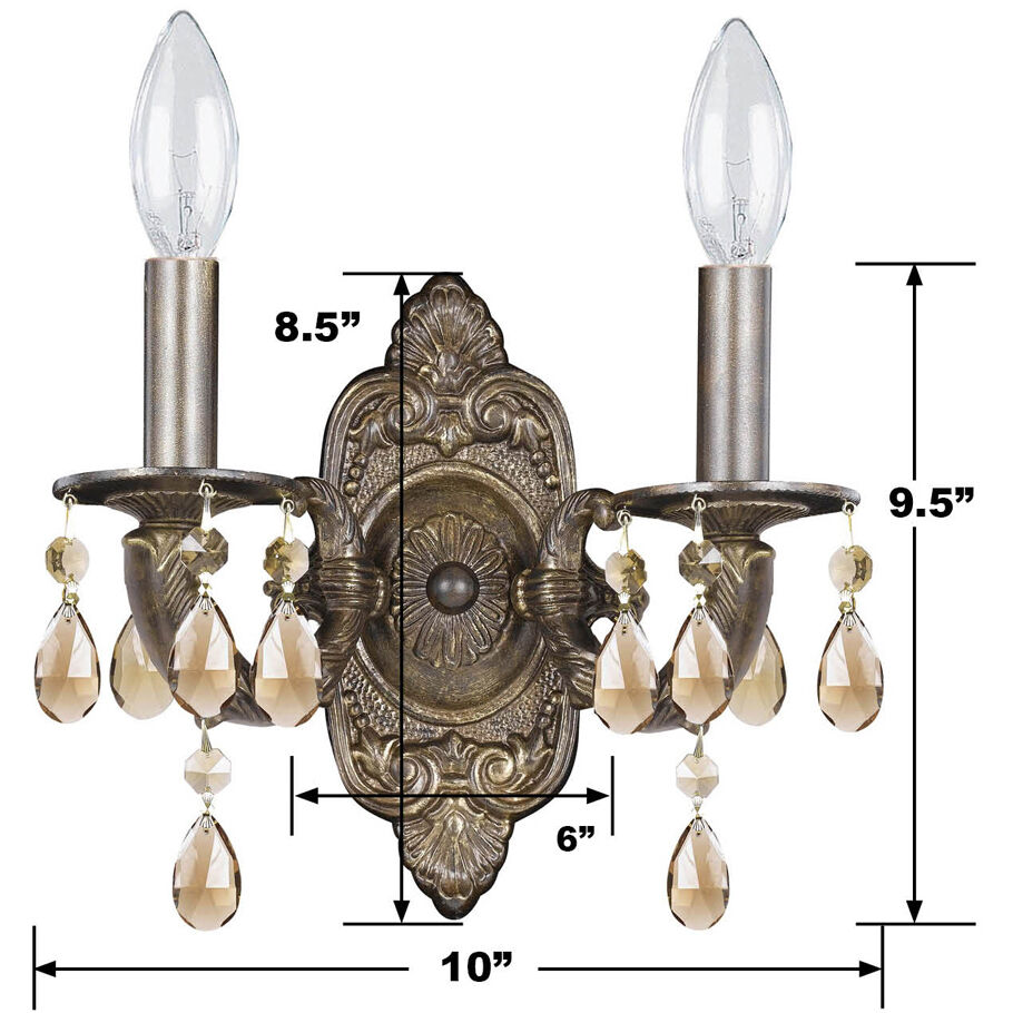 Paris Market 2 Light 10 inch Venetian Bronze Sconce Wall Light in Golden Teak Hand Cut