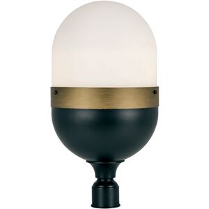 Capsule 3 Light 23.25 inch Matte Black with Textured Gold Outdoor Lantern Post, Brian Patrick Flynn