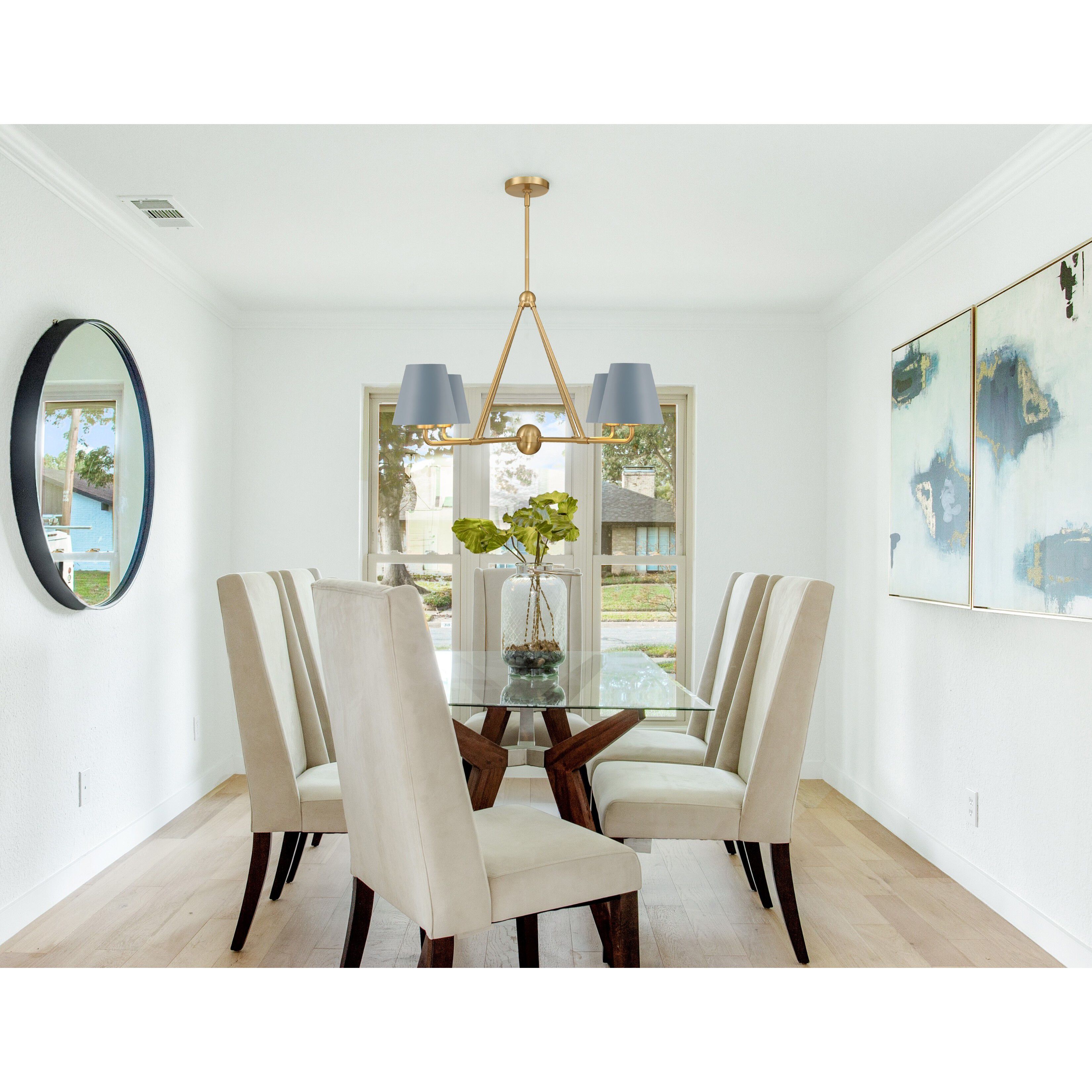 Xavier 4 Light 31.75 inch Vibrant Gold and Blue Chandelier Ceiling Light