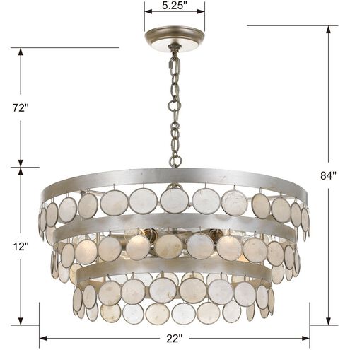 Coco 6 Light 22 inch Antique Silver Chandelier Ceiling Light