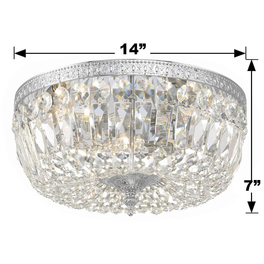 Waltham 3 Light 14 inch Polished Chrome Flush Ceiling Light in Clear Spectra