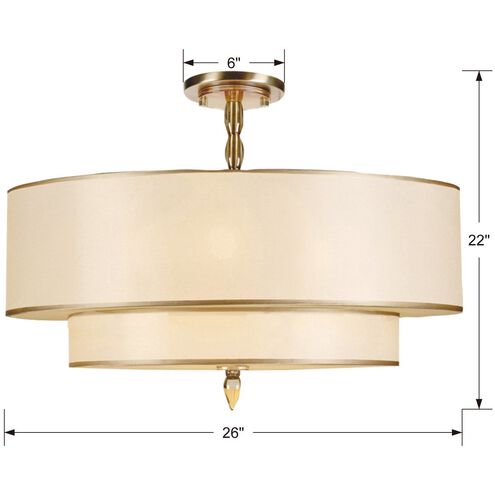Luxo 5 Light 26 inch Antique Brass Flush/Semi Flush Ceiling Light 