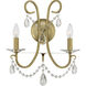 Othello Bath Wall Light in Clear Hand Cut, Vibrant Gold