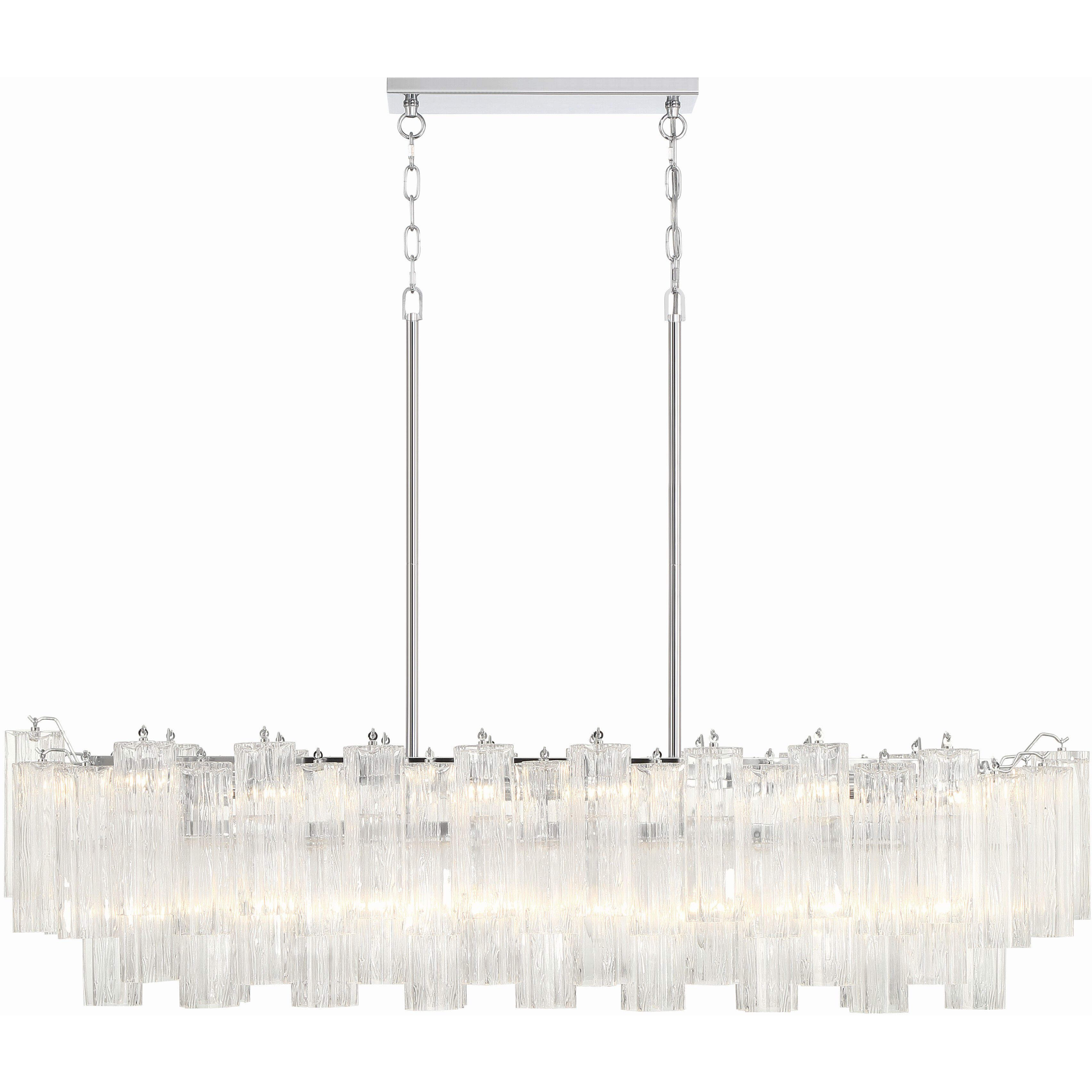 Addis 14 Light 51.75 inch Polished Chrome Linear Chandelier Ceiling Light in Tronchi Glass Clear