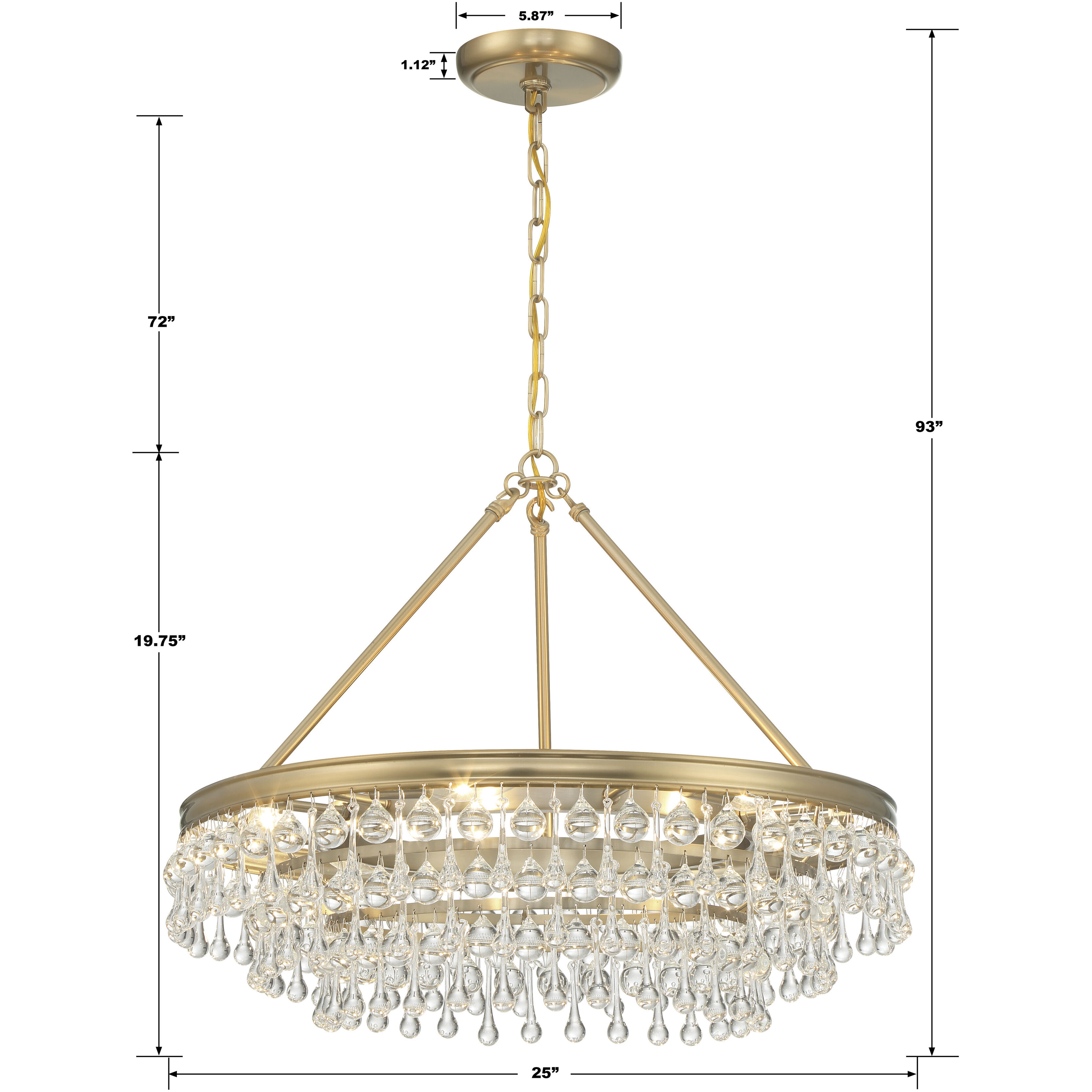 Calypso 6 Light 25 inch Vibrant Gold Chandelier Ceiling Light
