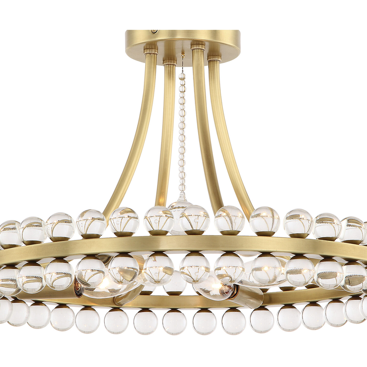 Clover 4 Light 18.25 inch Aged Brass Semi Flush Ceiling Light
