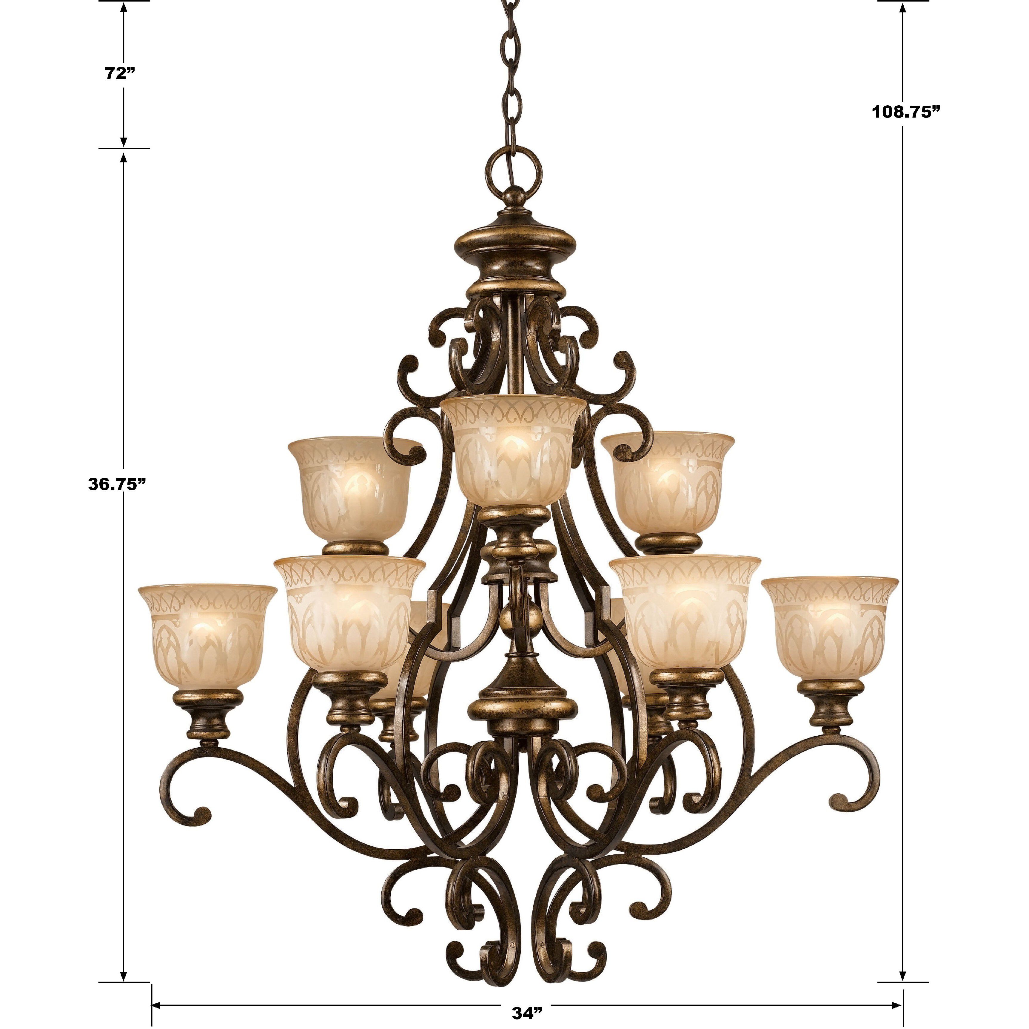 Norwalk 9 Light 34 inch Bronze Umber Chandelier Ceiling Light
