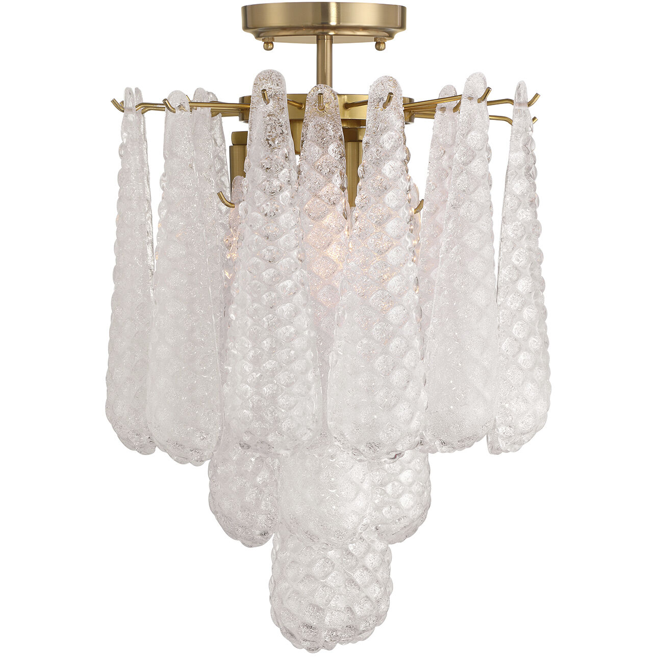 Ollie 4 Light 14.25 inch Aged Brass Semi Flush Ceiling Light in Sand Glass Clear