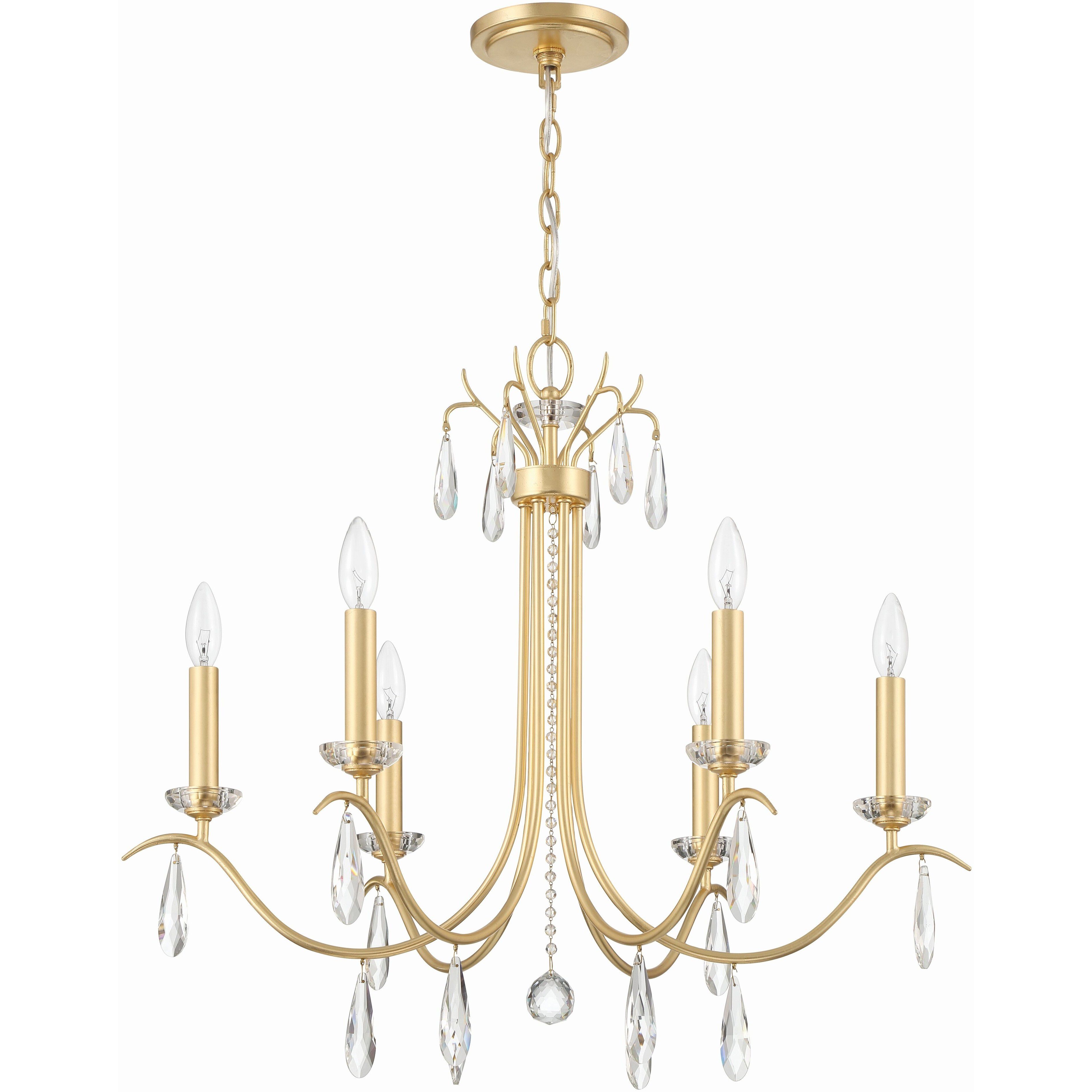 Rollins 6 Light 28 inch Antique Gold Chandelier Ceiling Light