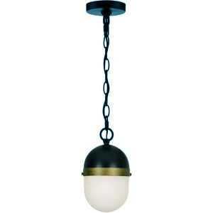 Capsule 1 Light 6 inch Matte Black with Textured Gold Outdoor Pendant, Brian Patrick Flynn