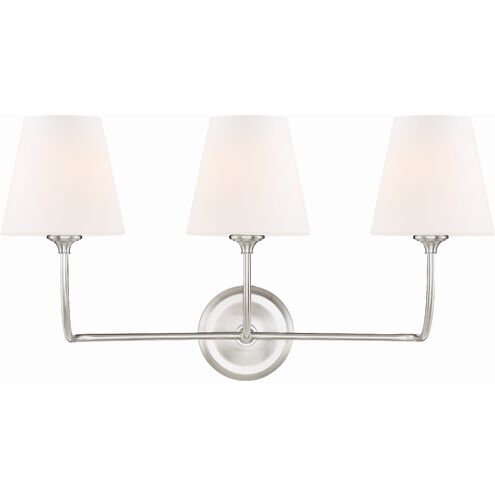 Sylvan 3 Light 23.25 inch Brushed Nickel Bathroom Vanity Light Wall Light