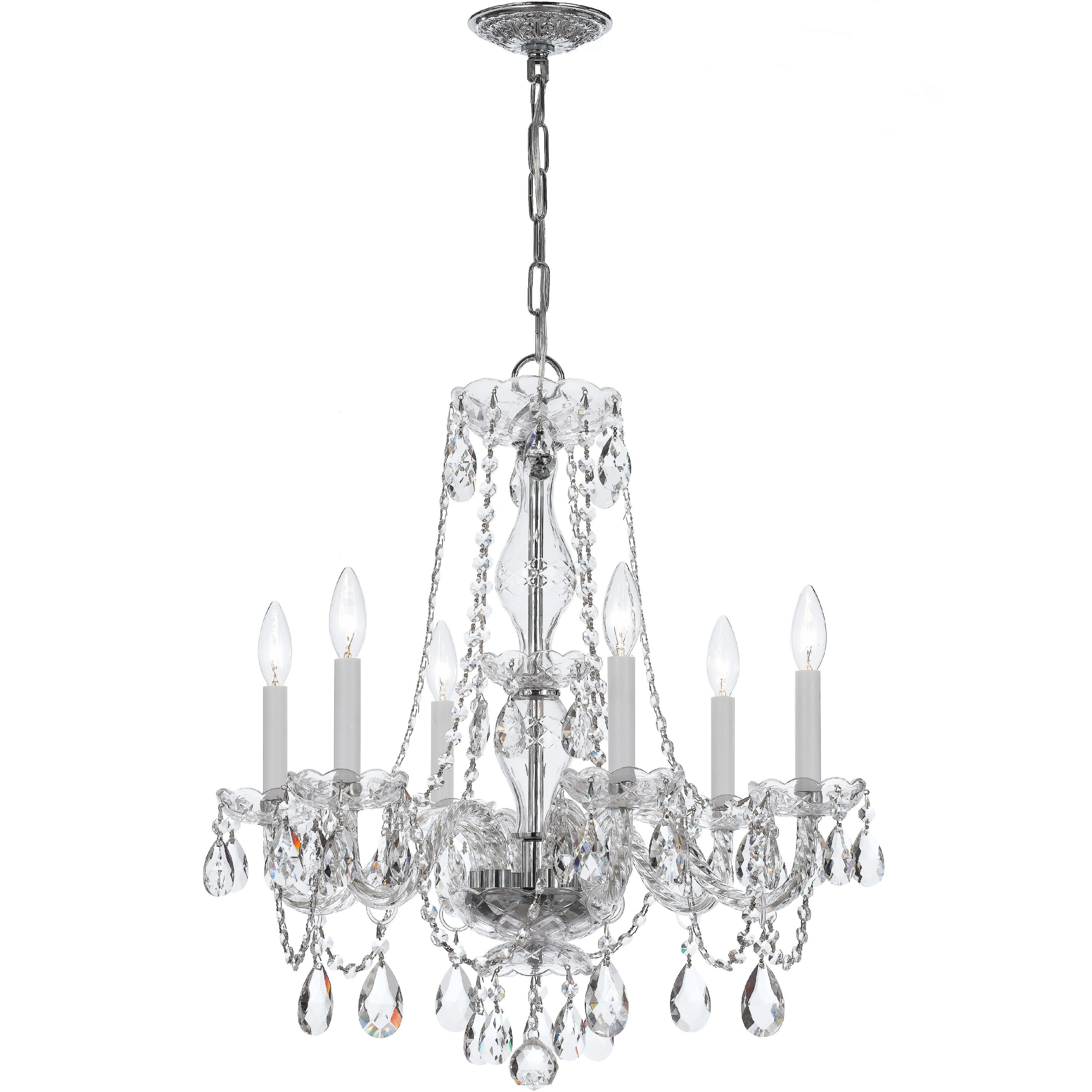 Traditional Crystal 6 Light 23 inch Polished Chrome Chandelier Ceiling Light in Clear Swarovski Strass