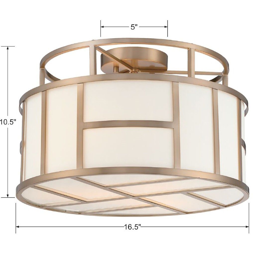 Danielson 3 Light 16.75 inch Vibrant Gold Semi Flush Ceiling Light