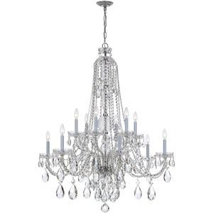 Traditional Crystal 12 Light 37.5 inch Polished Chrome Chandelier Ceiling Light in Clear Swarovski Strass