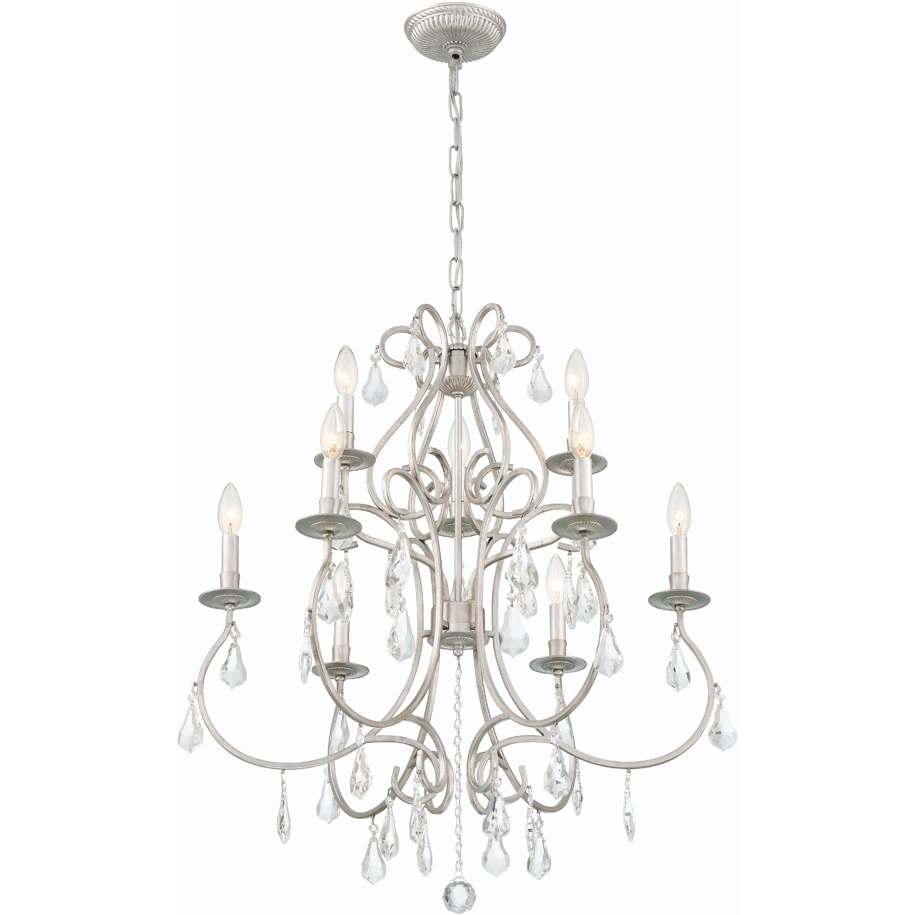 Ashton 9 Light 25.5 inch Olde Silver Chandelier Ceiling Light in Clear Swarovski Strass