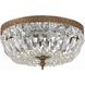 Waltham 3 Light 12 inch Olde Brass Flush Ceiling Light in Clear Italian