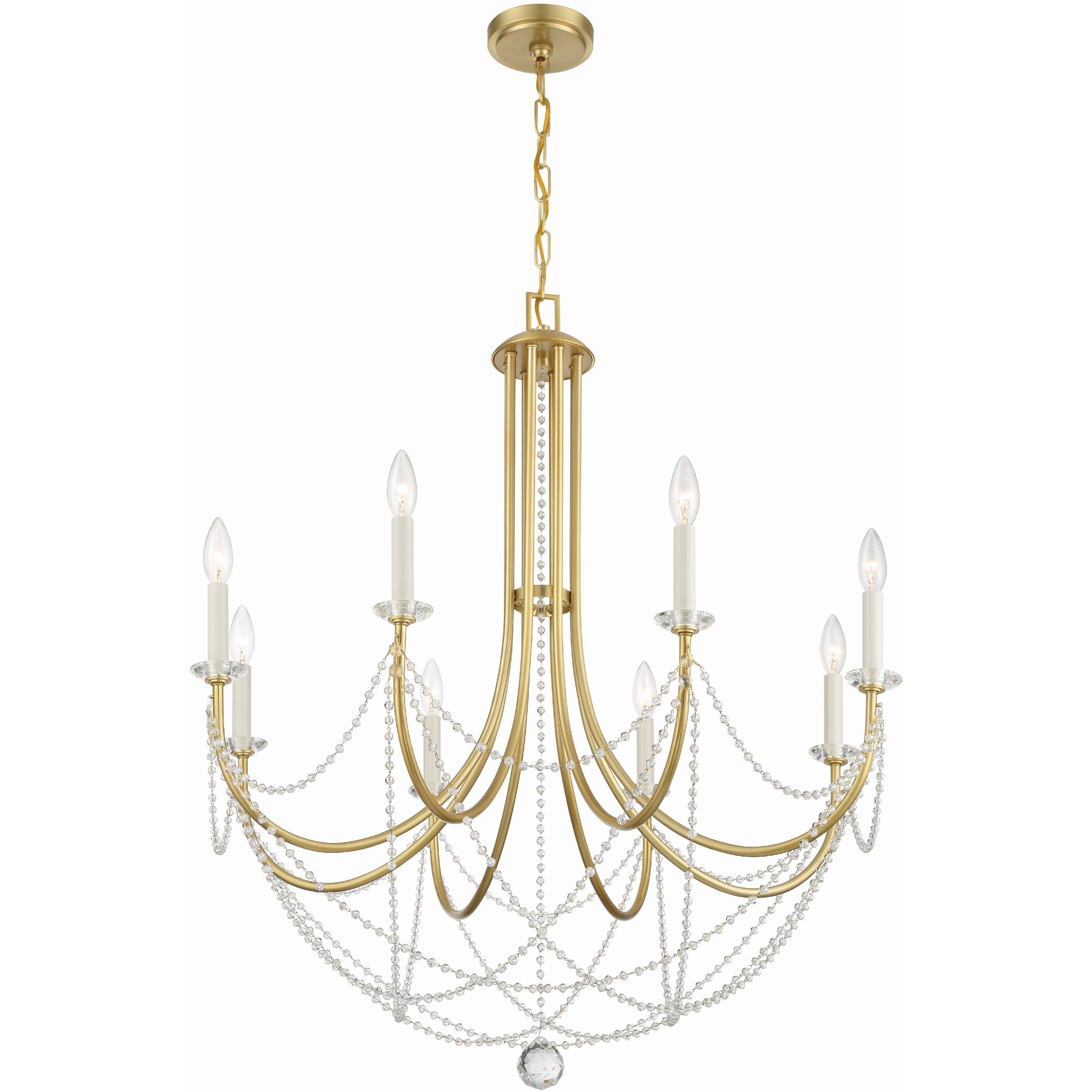 Delilah 8 Light 31.5 inch Aged Brass Chandelier Ceiling Light