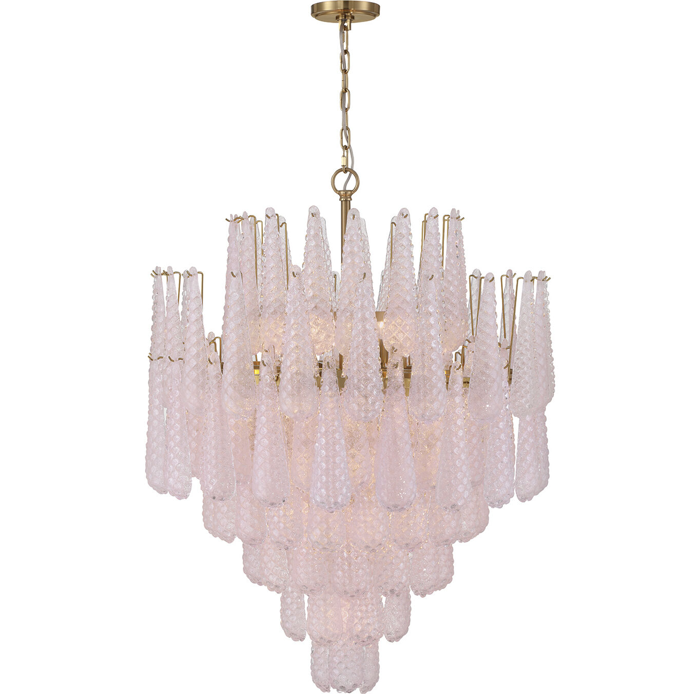 Ollie 21 Light 33.25 inch Aged Brass Chandelier Ceiling Light in Sand Glass Blush
