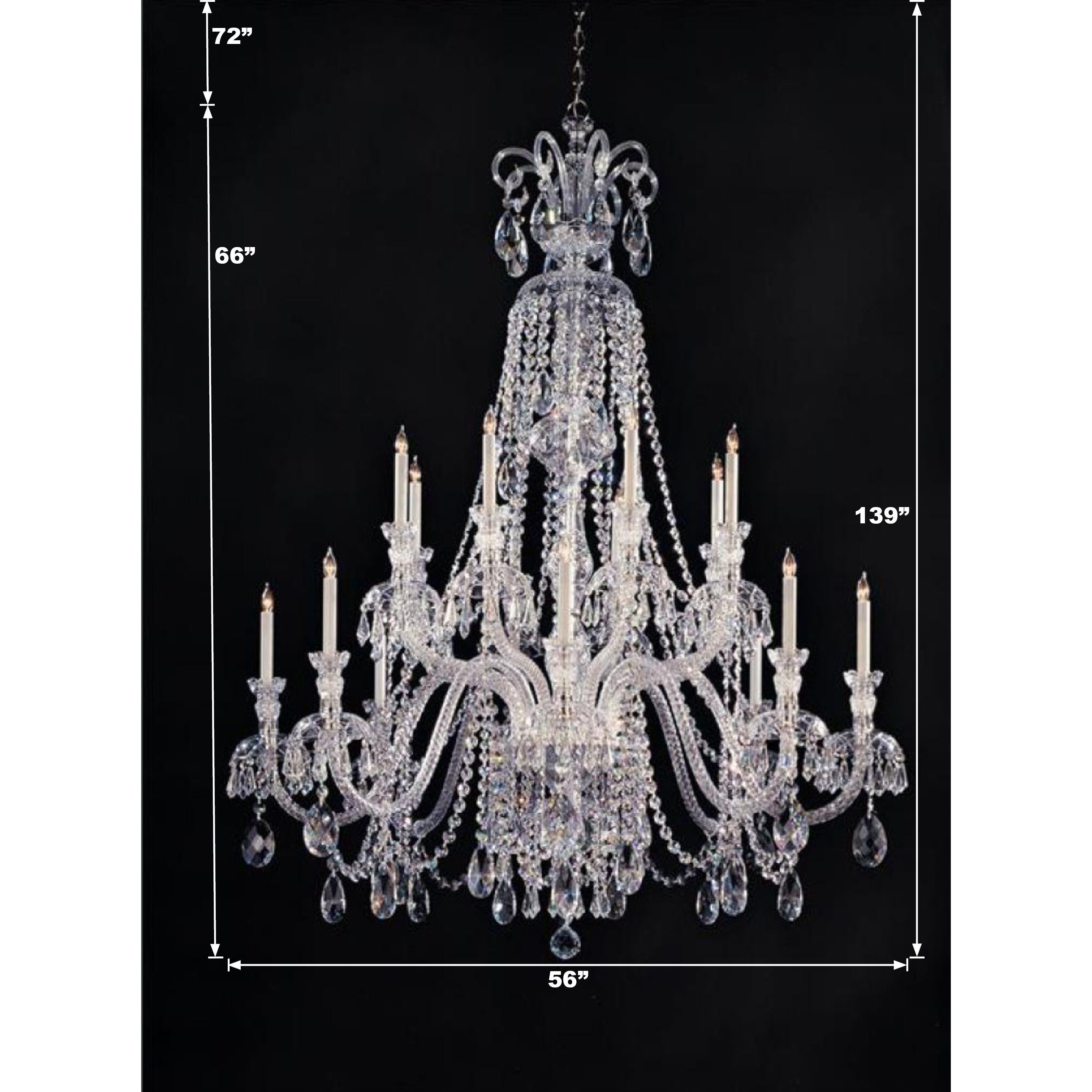 Traditional Crystal 16 Light 56 inch Polished Chrome Chandelier Ceiling Light