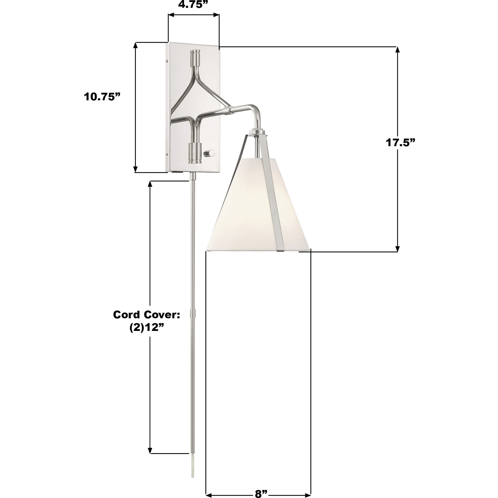 Fulton 18 inch 60.00 watt Polished Nickel Task Sconce Wall Light