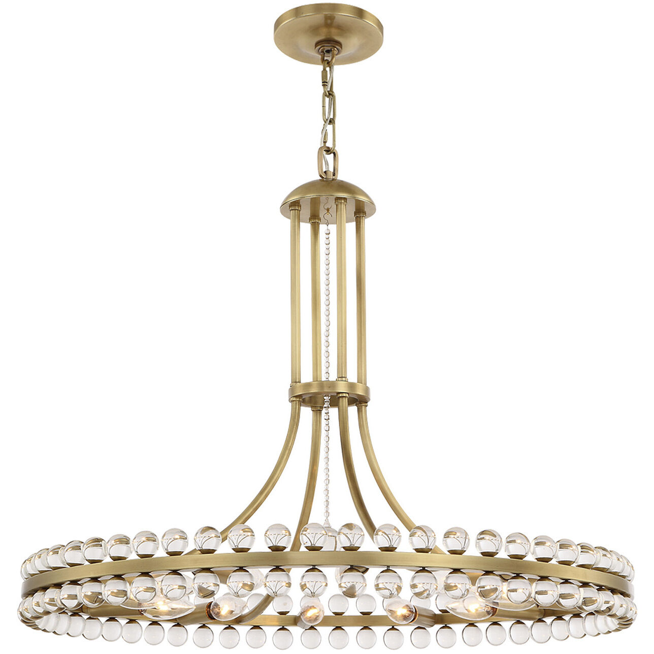 Clover 8 Light 22.5 inch Aged Brass Chandelier Ceiling Light