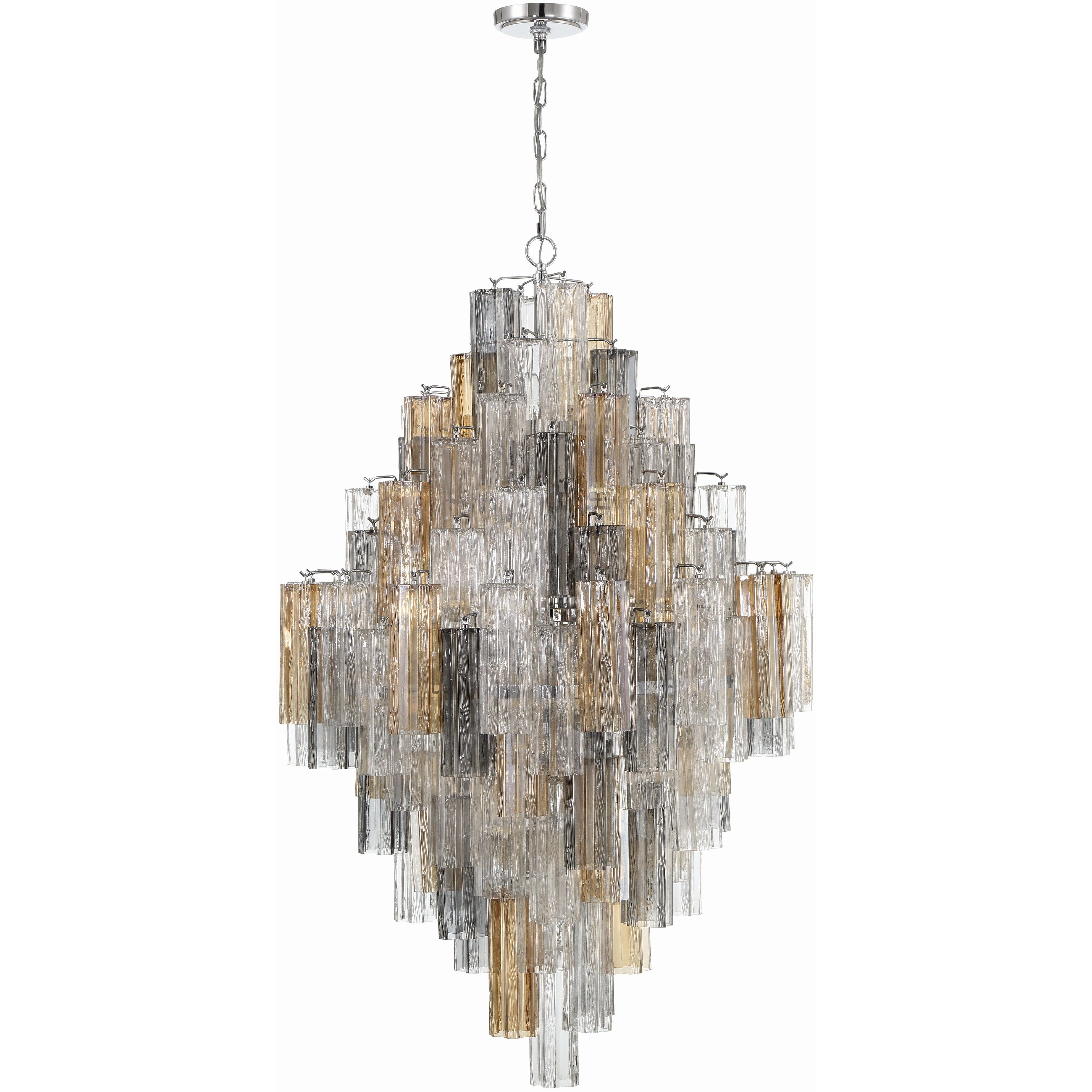 Addis 20 Light 31.5 inch Polished Chrome Chandelier Ceiling Light in Tronchi Glass Autumn