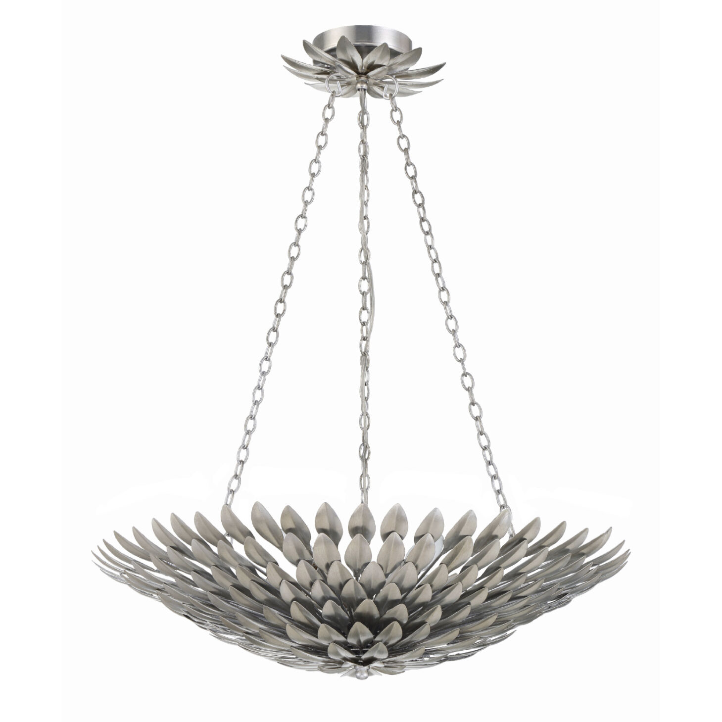 Broche 6 Light 24.5 inch Antique Silver Chandelier Ceiling Light
