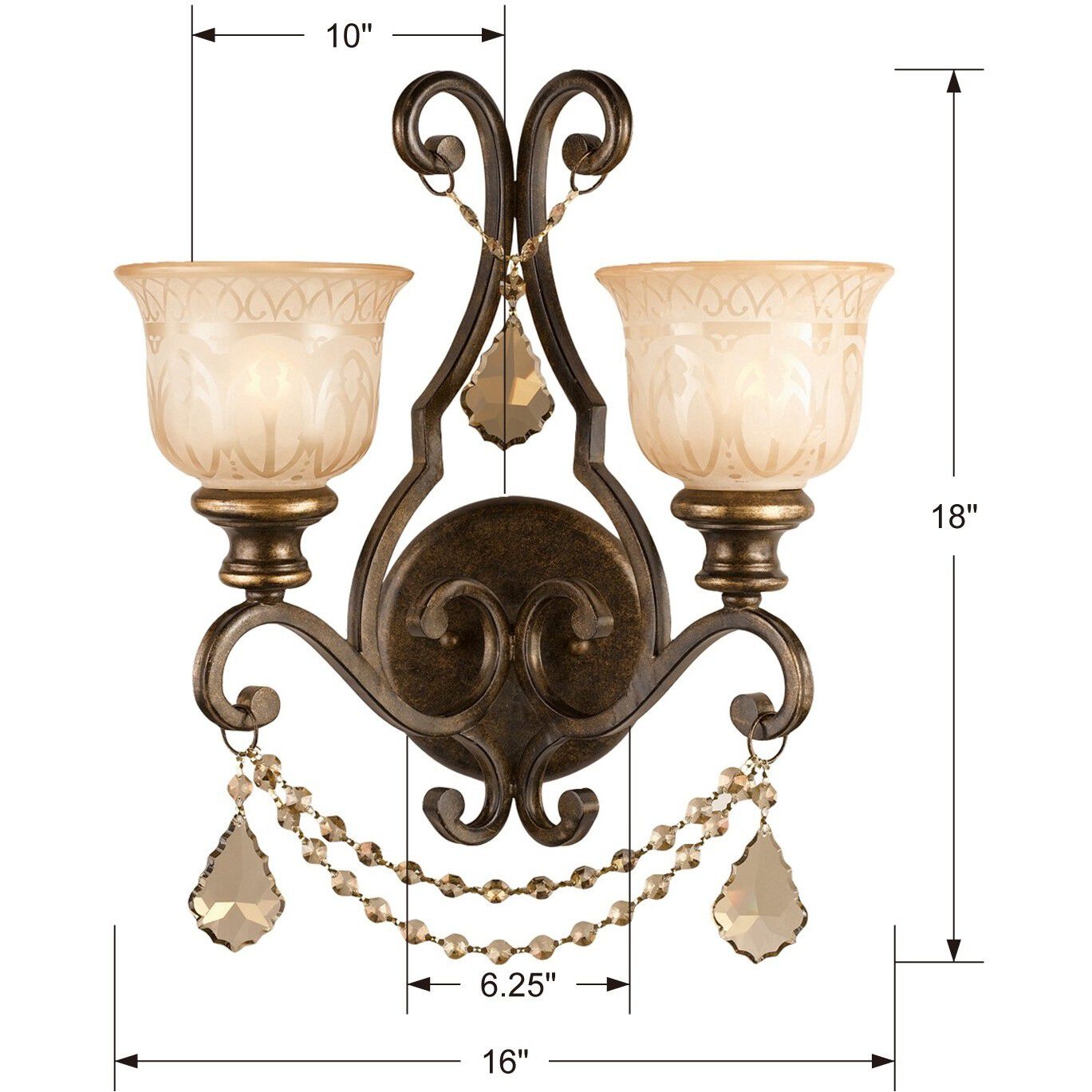 Norwalk 2 Light 16 inch Bronze Umber Sconce Wall Light in Golden Teak Swarovski
