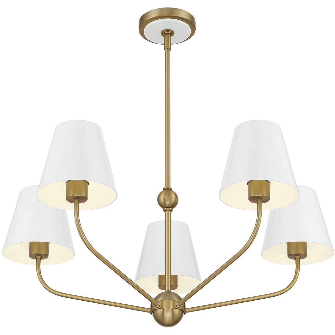 Xavier 5 Light 28 inch Vibrant Gold Chandelier Ceiling Light in Vibrant Gold and White