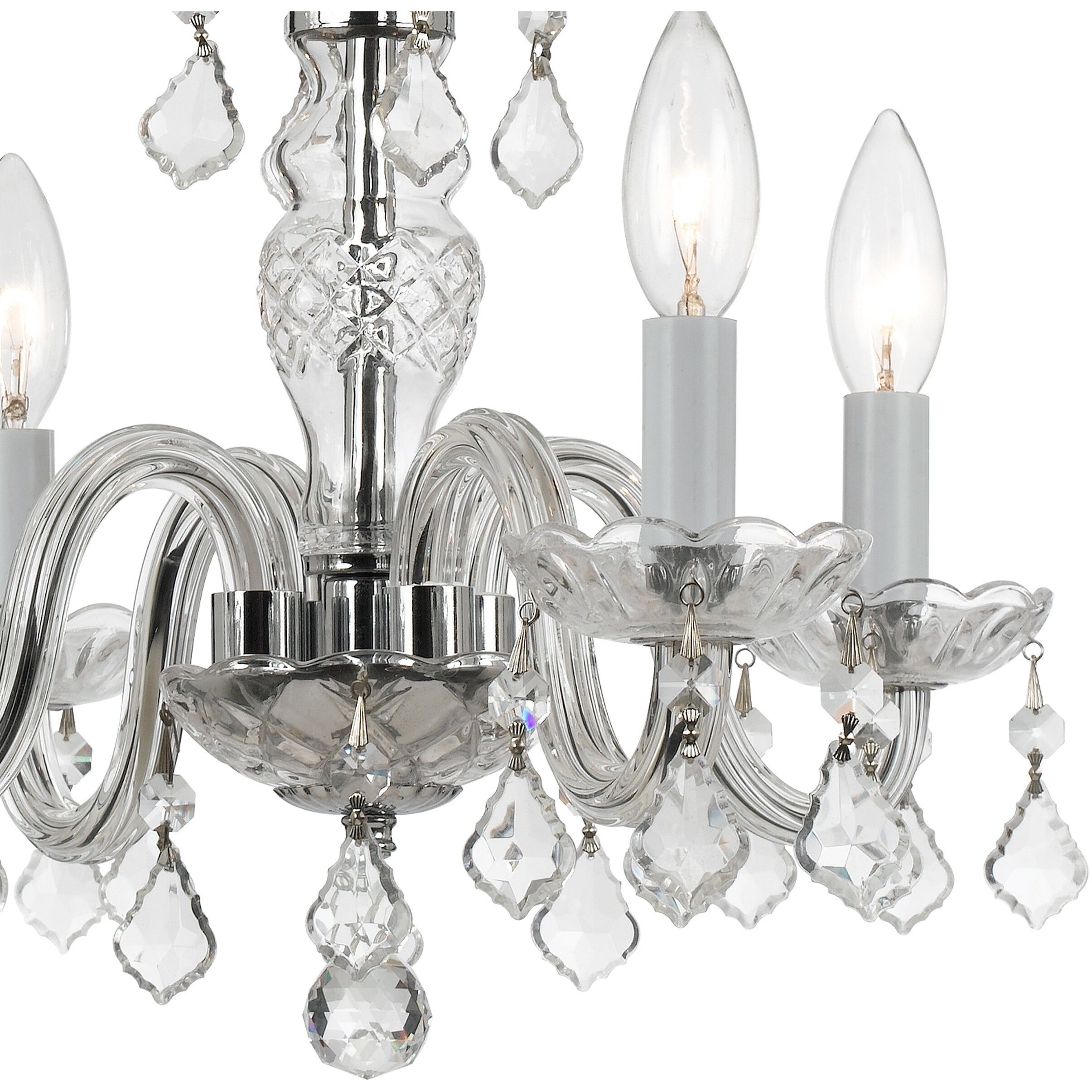 Traditional Crystal 4 Light 15 inch Polished Chrome Mini Chandelier Ceiling Light in Clear Swarovski Strass