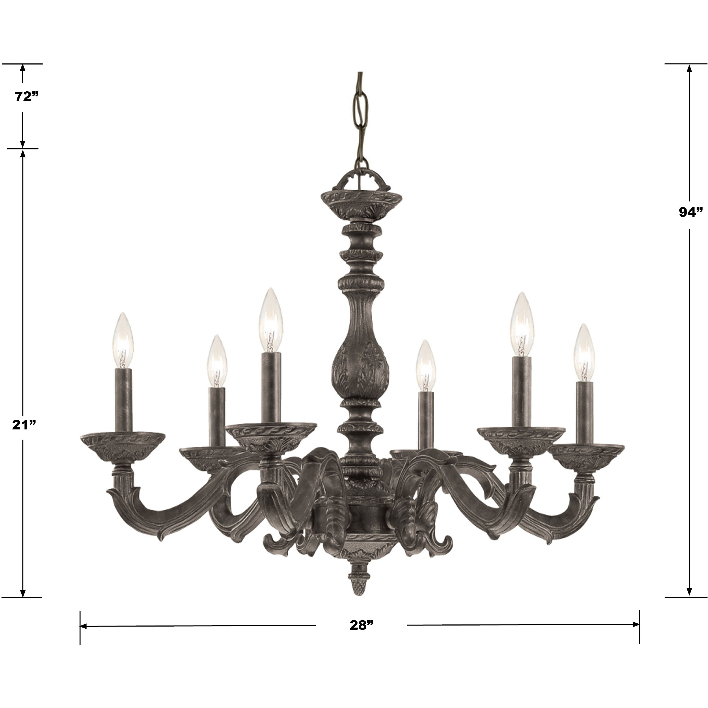 Paris Market 6 Light 28 inch Venetian Bronze Chandelier Ceiling Light