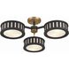 Kendal 6 Light 29.25 inch Vibrant Gold and Black Forged Semi Flush Ceiling Light