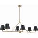Xavier 6 Light 46 inch Vibrant Gold Linear Chandelier Ceiling Light