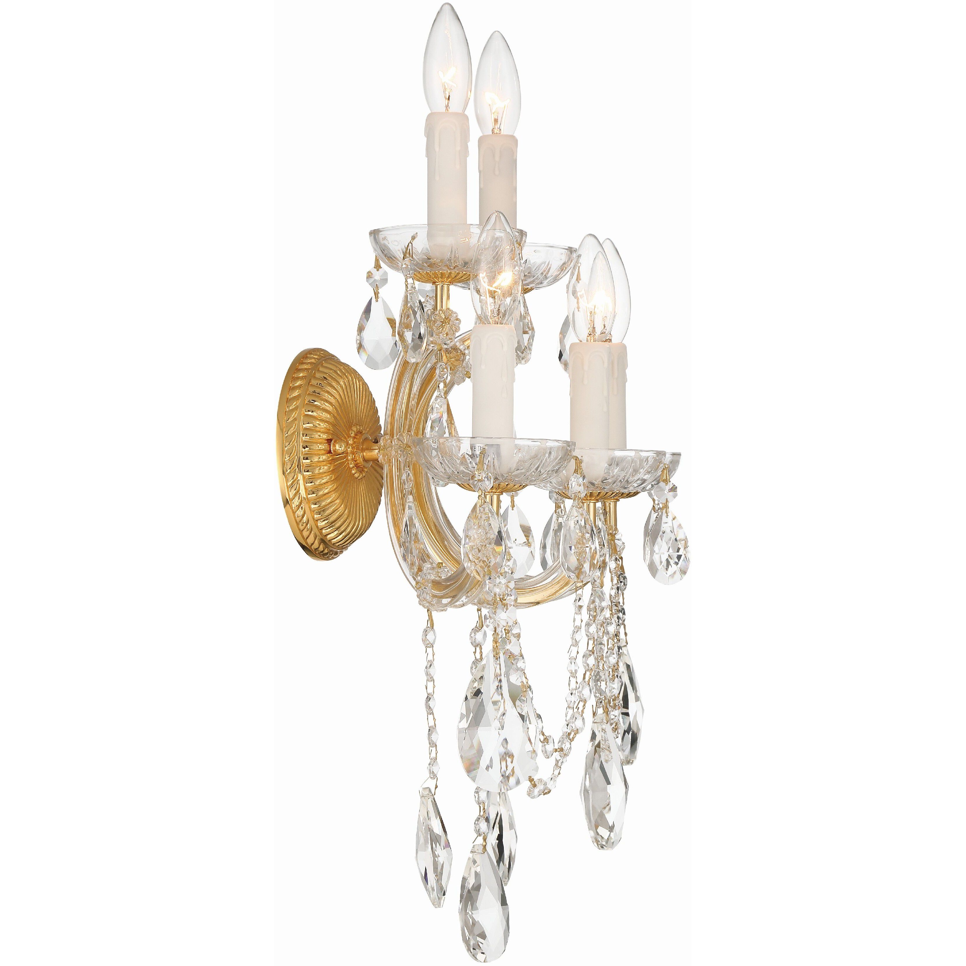 Maria Theresa Sconce Wall Light in Clear Hand Cut, Gold